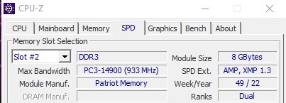 Фото Пам'ять для настільних комп'ютерів PATRIOT 16 GB (2x8GB) DDR3 1866 Mhz (PV316G186C0K) від користувача rockarolla