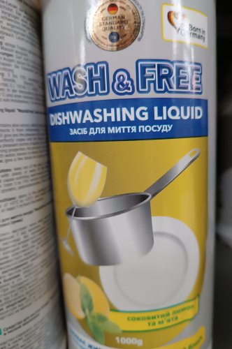 Фото рідина для миття посуду Wash&Free Жидкость для ручного мытья посуды  Лимон и мята 1л (4260637723093) від користувача Alionushka