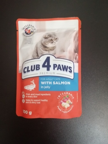 Фото вологий корм Клуб 4 лапи Premium Adult Salmon in Jelly 85 г (4820215369015) від користувача aleks12
