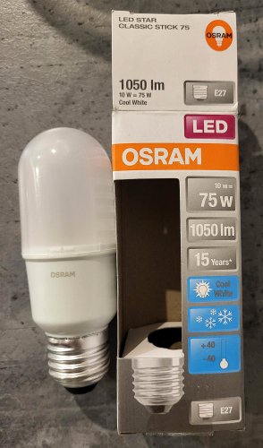 Фото Світлодіодна лампа LED Osram LEDSTAR Stick 1055Lm 10W 4000K E27 (4058075059214) від користувача 339