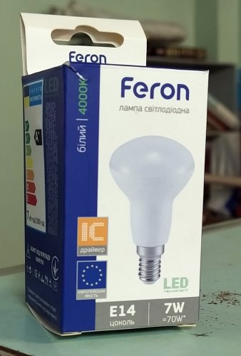Фото Світлодіодна лампа LED FERON LED LB-740 R50 230V 7W 560Lm E14 4000K (25983) від користувача dr_ula