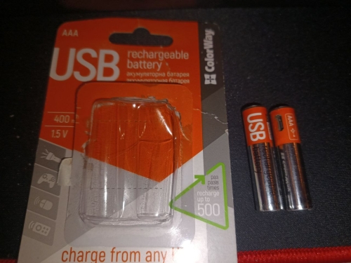 Фото Акумулятор (microUSB роз'єм) ColorWay AAA 400mAh Li-Pol 2шт USB (CW-UBAAA-01) від користувача mandragor971