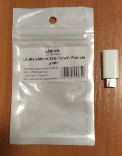Фото Адаптер USB Type-C Lapara USB3.1 Micro BF/CM White (LA-MALEMICROUSB-TYPEC-FEMALE WHITE) від користувача 