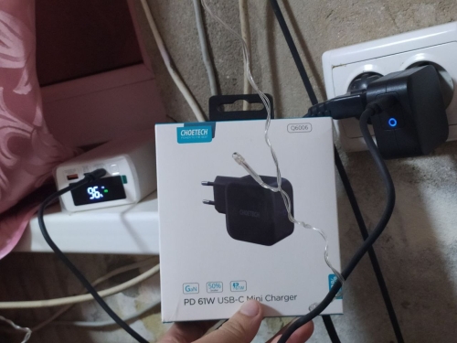 Фото Мережевий зарядний пристрій Choetech Q6006 61W USB-C PD3.0, QC3.0 GaN Wall Charger Black + USB Type-C від користувача vaz21063