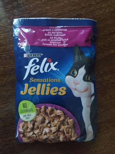 Фото вологий корм Felix Sensations з качкою та шпинатом в желе 85 г (7613039831281) від користувача Isolar