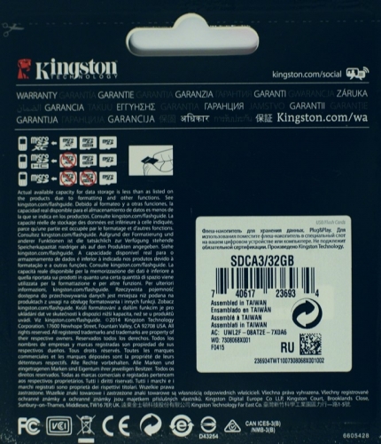 Фото Карта пам'яті Kingston 32 GB microSDHC class 10 UHS-I U3 + SD Adapter SDCA3/32GB від користувача liutyi