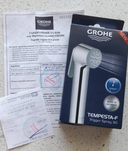 Фото Гігієнічний душ GROHE Tempesta-F Trigger Spray 30 27512001 від користувача Akores