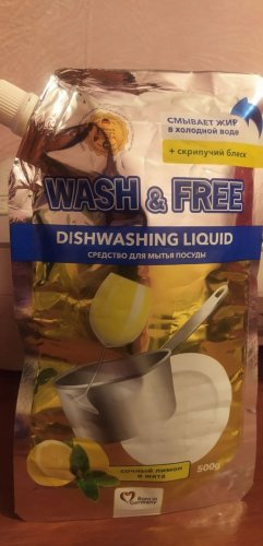 Фото рідина для миття посуду Wash&Free Засіб для ручного миття посуду  Лимон і м&apos;ята (Doypack) 0,5л (4260637724663) від користувача jozefin L