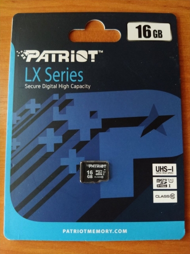 Фото Карта пам'яті PATRIOT 16 GB microSDHC UHS-I LX PSF16GMDC10 від користувача Gouster
