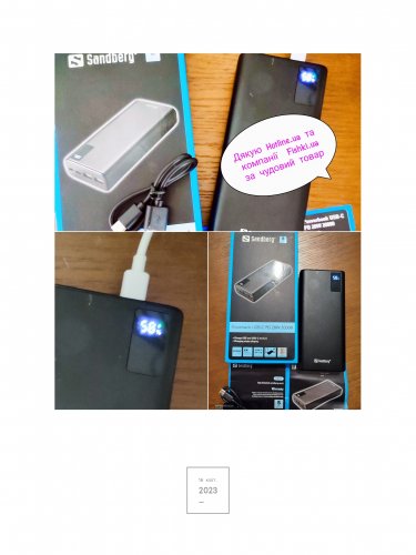 Фото Зовнішній акумулятор (павербанк) Sandberg USB Type-C PD 20W 20000mAh (420-59) від користувача Gnomiak