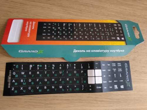 Фото наклейки на клавіатуру Grand-X 68 keys Cyrillic green, Latin white (GXDPGW) від користувача bhfo