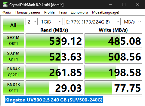 Фото SSD накопичувач Kingston UV500 2.5 240 GB (SUV500/240G) від користувача YurOK