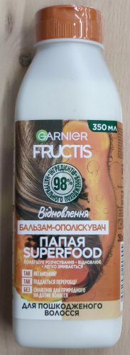 Фото бальзам для волосся Garnier Бальзам-ополаскиватель для поврежденных волос  Fructis Папая суперфуд восстановление 350 мл (3600542 від користувача Serhii