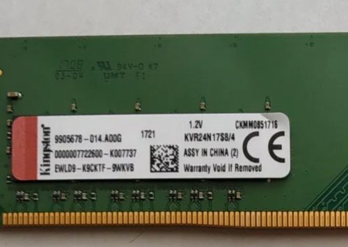 Фото Пам'ять для настільних комп'ютерів Kingston 4 GB DDR4 2400 MHz (KVR24N17S8/4) від користувача Влад Некрасов