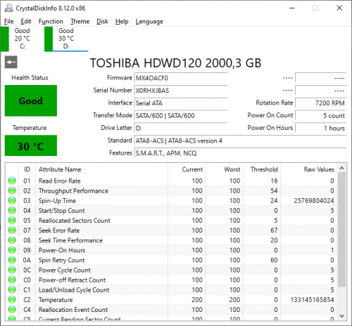 Фото Жорсткий диск Toshiba P300 2 TB HDWD120UZSVA від користувача Ruloff