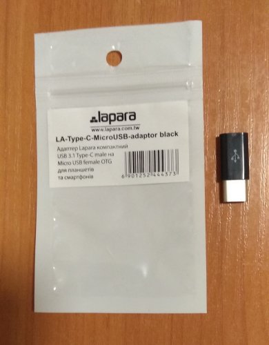 Фото Адаптер USB Type-C Lapara USB CM/Micro-BF Black (LA-TYPE-C-MICROUSB-ADAPTOR BLACK) від користувача 