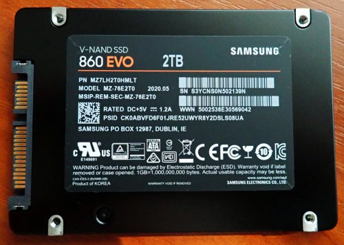 Фото SSD накопичувач Samsung 860 EVO 2.5 2 TB (MZ-76E2T0BW) від користувача vetos