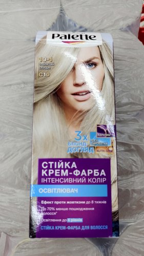 Фото  Palette Краска для волос  интенсивный цвет 10-1 (C10) серебрянный блондин 110мл (3838905551665) від користувача Turbo-Yurik