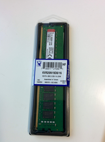Фото Пам'ять для настільних комп'ютерів Kingston 16 GB DDR4 2666 MHz (KVR26N19D8/16) від користувача Ігор