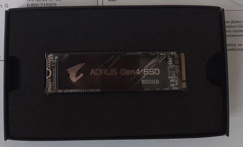 Фото SSD накопичувач GIGABYTE AORUS Gen4 500 GB (GP-AG4500G) від користувача Bogdan Bliznuk