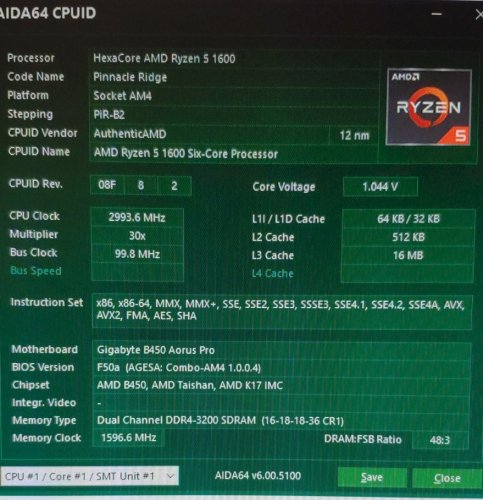 Фото Процесор AMD Ryzen 5 1600 (YD1600BBAFBOX) від користувача WinMD