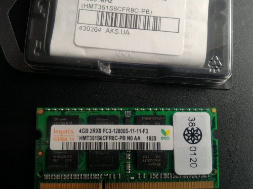 Фото Пам'ять для ноутбуків SK hynix 4 GB SO-DIMM DDR3 1600 MHz (HMT351S6CFR8C-PB) від користувача Naz