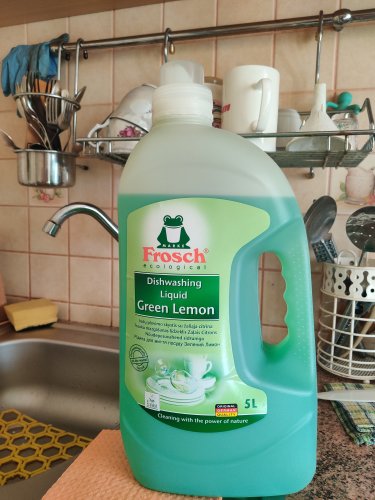 Фото рідина Frosch Средство для мытья посуды Зеленый лимон 5л (4009175956156) від користувача Meket