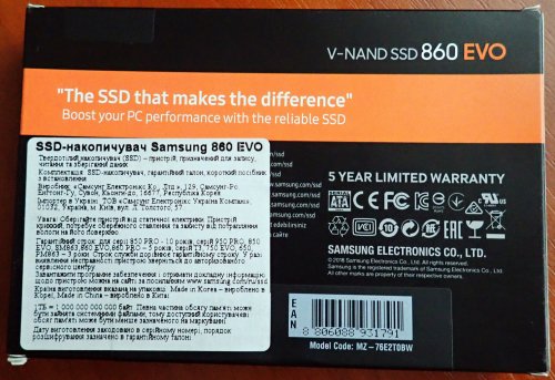 Фото SSD накопичувач Samsung 860 EVO 2.5 2 TB (MZ-76E2T0BW) від користувача vetos