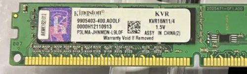 Фото Пам'ять для настільних комп'ютерів Kingston 4 GB DDR3 1600 MHz (KVR16N11/4) від користувача Влад Некрасов