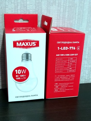 Фото Світлодіодна лампа LED MAXUS LED A70 15W 4100K 220V E27 (1-LED-782) від користувача dr_ula