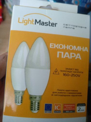 Фото Світлодіодна лампа LED Lightmaster LED LB-620 2 шт./уп. 8 Вт C37 матовая E14 220 В 2700 К від користувача Odessamebel