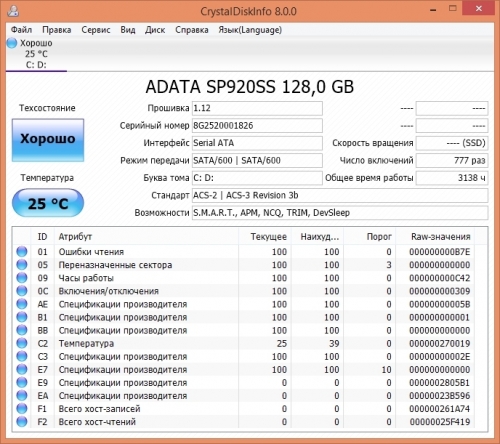 Фото SSD накопичувач ADATA ASP920SS3-128GM-C від користувача ga-lan