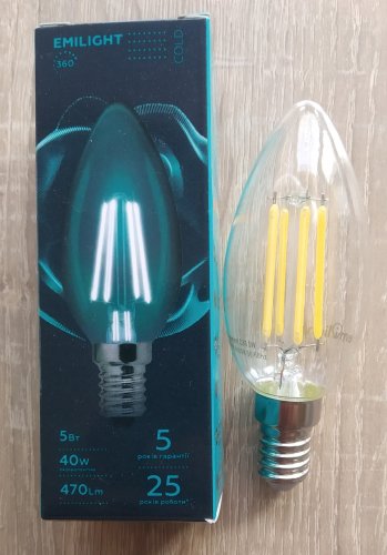 Фото Світлодіодна лампа LED Emilight LED FIL C35 5 Вт E14 4000 К 220 В прозрачная від користувача XOI