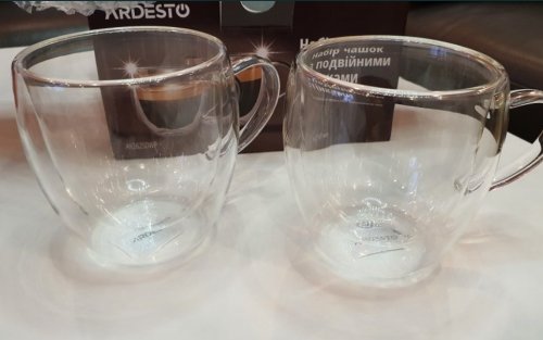 Фото Чашка для кави Ardesto Набор чашек с ручками  с двойными стенками AR2625DWP 2 шт 250 мл від користувача Mexanik