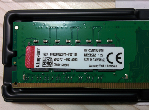 Фото Пам'ять для настільних комп'ютерів Kingston 16 GB DDR4 2666 MHz (KVR26N19D8/16) від користувача Ігор