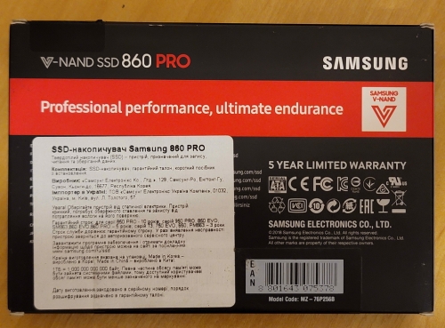 Фото SSD накопичувач Samsung 860 PRO 256 GB (MZ-76P256B) від користувача Ironhide