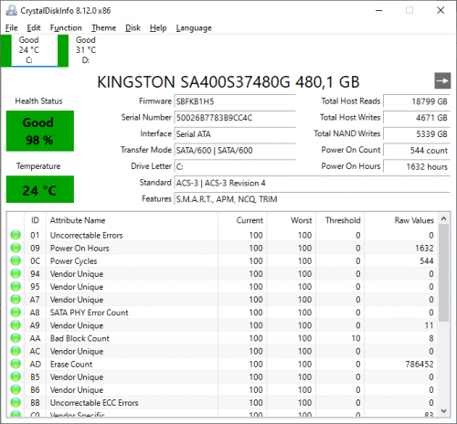 Фото SSD накопичувач Kingston A400 480 GB (SA400S37/480G) від користувача Ruloff