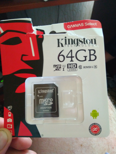 Фото Карта пам'яті Kingston 64 GB microSDXC Class 10 UHS-I Canvas Select + SD Adapter SDCS/64GB від користувача Миха