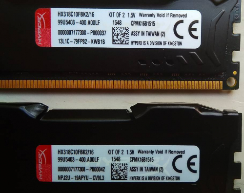Фото Пам'ять для настільних комп'ютерів HyperX 16 GB (2x8GB) DDR3 1866 MHz FURY (HX318C10FBK2/16) від користувача Саша