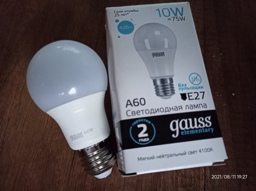 Фото Світлодіодна лампа LED Gauss LED Elementary 10 Вт G45 матовая E27 220 В 4100 К (53220) від користувача Long Gnol