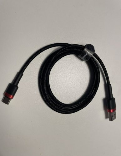 Фото Кабель USB Type-C Baseus Cafule Cable USB For Type-C 3A 1M Red+Black (CATKLF-B91) від користувача Mexanik