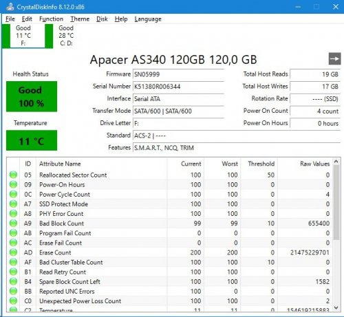 Фото SSD накопичувач Apacer AS340 Panther 120 GB (AP120GAS340G-1) від користувача Ruloff