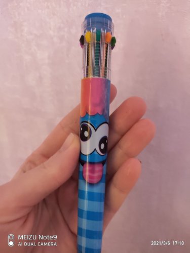 Фото Ручка Scentos Многоцветная ароматная шариковая ручка Волшебное настроение, 10 цветов, голубой корпус (41250) від користувача Каріна Шкуріна