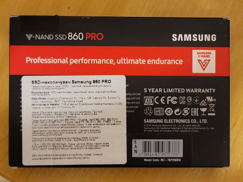 Фото SSD накопичувач Samsung 860 PRO 256 GB (MZ-76P256BW) від користувача Ironhide