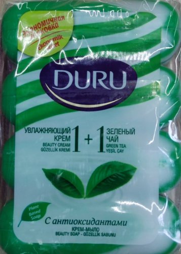 Фото  Duru Туалетное мыло  1+1 с экстрактом зеленого чая и увлажняющим кремом 4 х 80 г (8690506517793) від користувача Serhii