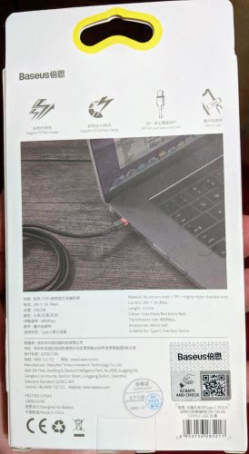 Фото Кабель USB Type-C Baseus Cafule Series Type-C PD2.0 60W Flash charge Cable 20V 3A 1m Red black (CATKLF-G91) від користувача Redmoon