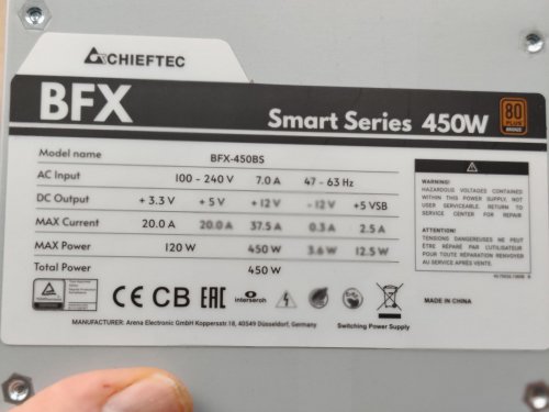Фото Блок живлення Chieftec Smart BFX-450BS від користувача Alex