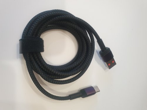 Фото Кабель USB Type-C Baseus Сafule Cable USB For Type-C 2A 2M Gray+Black (CATKLF-CG1) від користувача Sergey