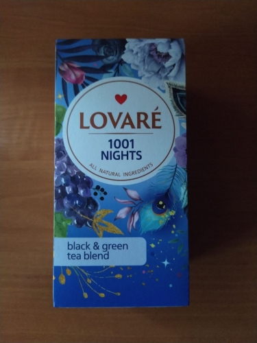 Фото фруктовий, ягідний чай, чай з добавками Lovare Купаж черного и зеленого чая Lovare 1001 Ночь в пакетиках 24 шт (4820097816508) від користувача Gouster