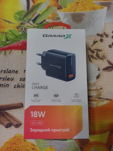 Фото Мережевий зарядний пристрій Grand-X CH-550B Quick Charge 3.0 Black від користувача Григорій Піртахія